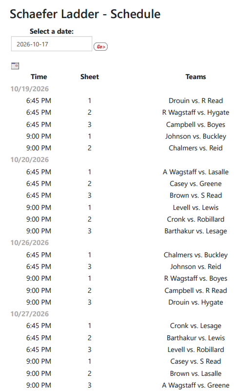 Scheafer Schedule round 1 1