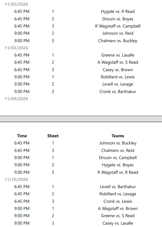 Scheafer Schedule round 1 2